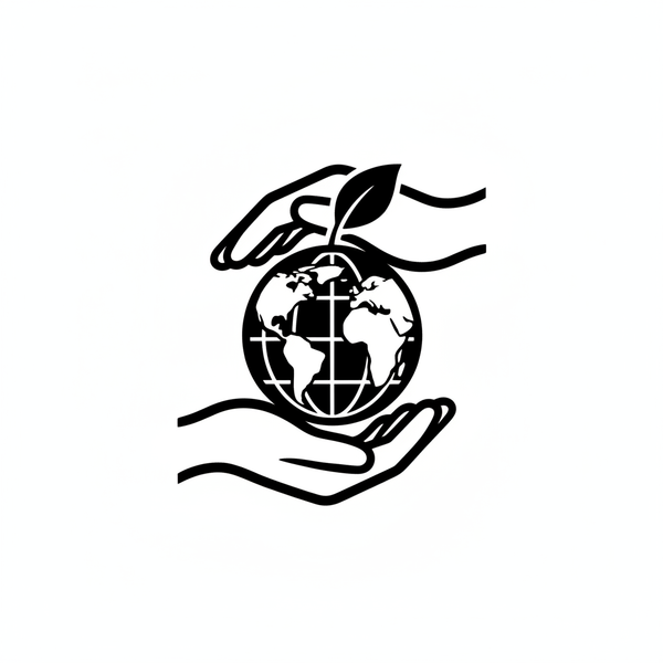 fait moi une image éco-responsable avec les main qui tienne le monde en noir et blanc et