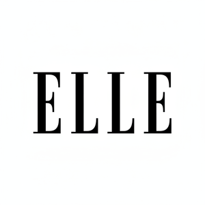 fait moi icône marque  " ELLE " écrit en gras noir et blanc sans ajouter de logo 